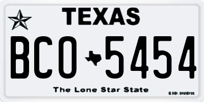 TX license plate BCO5454