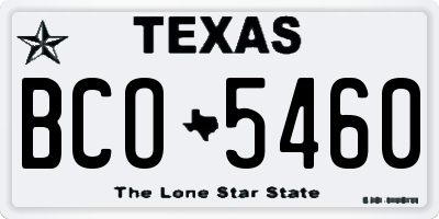 TX license plate BCO5460