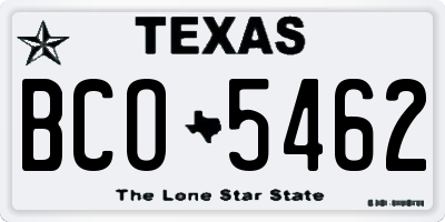 TX license plate BCO5462