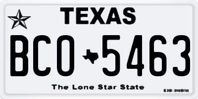 TX license plate BCO5463