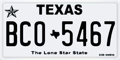 TX license plate BCO5467