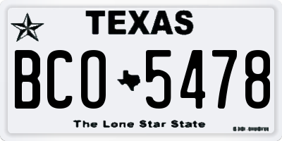TX license plate BCO5478