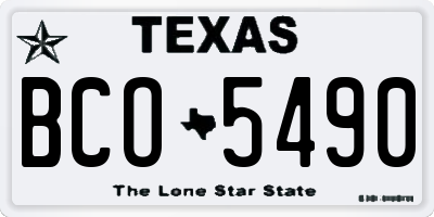 TX license plate BCO5490