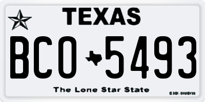TX license plate BCO5493
