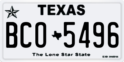 TX license plate BCO5496