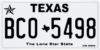 TX license plate BCO5498