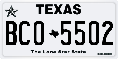 TX license plate BCO5502