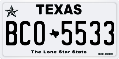 TX license plate BCO5533