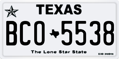TX license plate BCO5538
