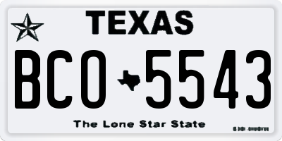 TX license plate BCO5543