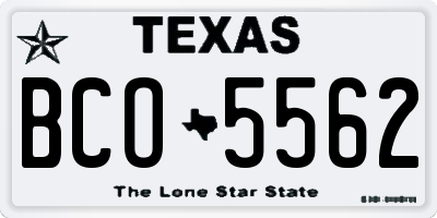 TX license plate BCO5562