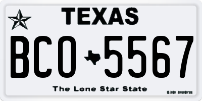 TX license plate BCO5567