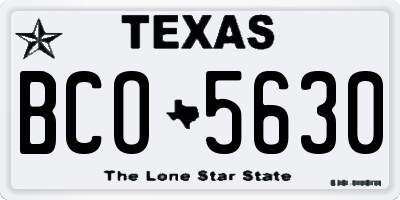 TX license plate BCO5630