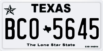 TX license plate BCO5645