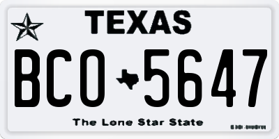 TX license plate BCO5647
