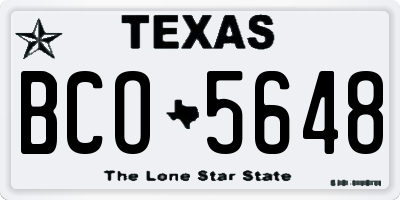 TX license plate BCO5648