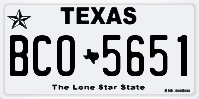 TX license plate BCO5651