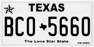 TX license plate BCO5660