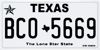 TX license plate BCO5669