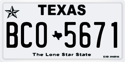 TX license plate BCO5671