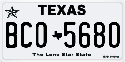 TX license plate BCO5680