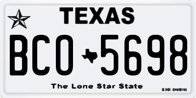 TX license plate BCO5698