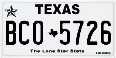 TX license plate BCO5726
