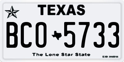 TX license plate BCO5733