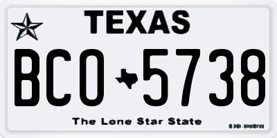 TX license plate BCO5738
