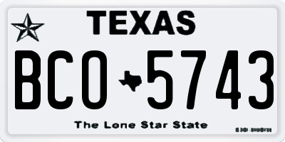 TX license plate BCO5743