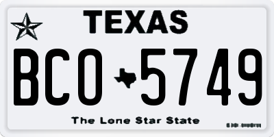 TX license plate BCO5749
