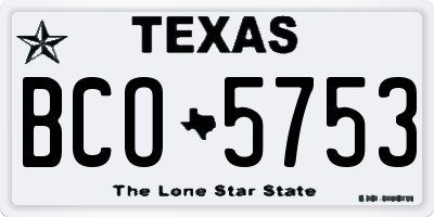 TX license plate BCO5753