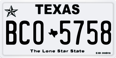 TX license plate BCO5758