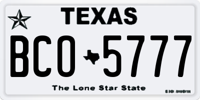 TX license plate BCO5777