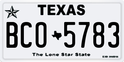 TX license plate BCO5783