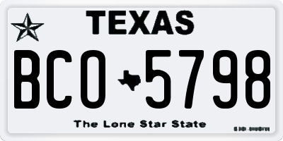 TX license plate BCO5798