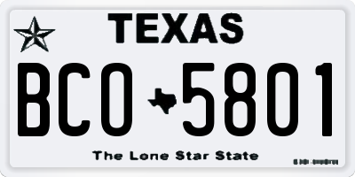 TX license plate BCO5801