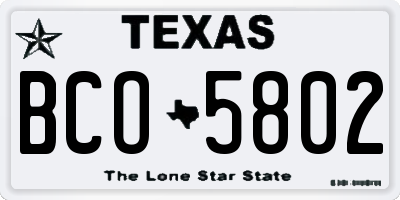 TX license plate BCO5802