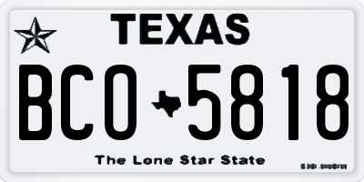 TX license plate BCO5818