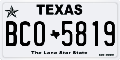 TX license plate BCO5819