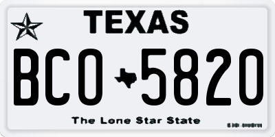TX license plate BCO5820