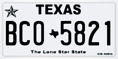 TX license plate BCO5821