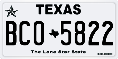 TX license plate BCO5822
