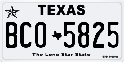TX license plate BCO5825