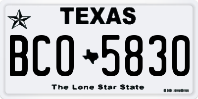 TX license plate BCO5830