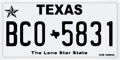 TX license plate BCO5831