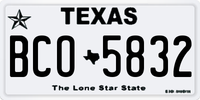 TX license plate BCO5832