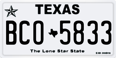 TX license plate BCO5833