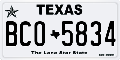 TX license plate BCO5834