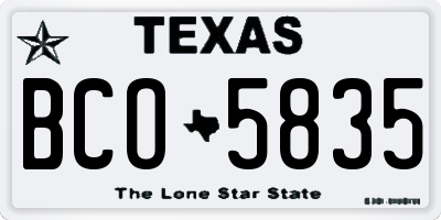 TX license plate BCO5835